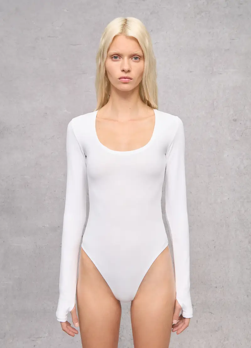 Scoop-neck Bodysuit White, Donna, Bianco miniatura 2