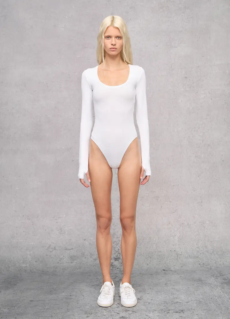 Scoop-neck Bodysuit White, Donna, Bianco miniatura 3