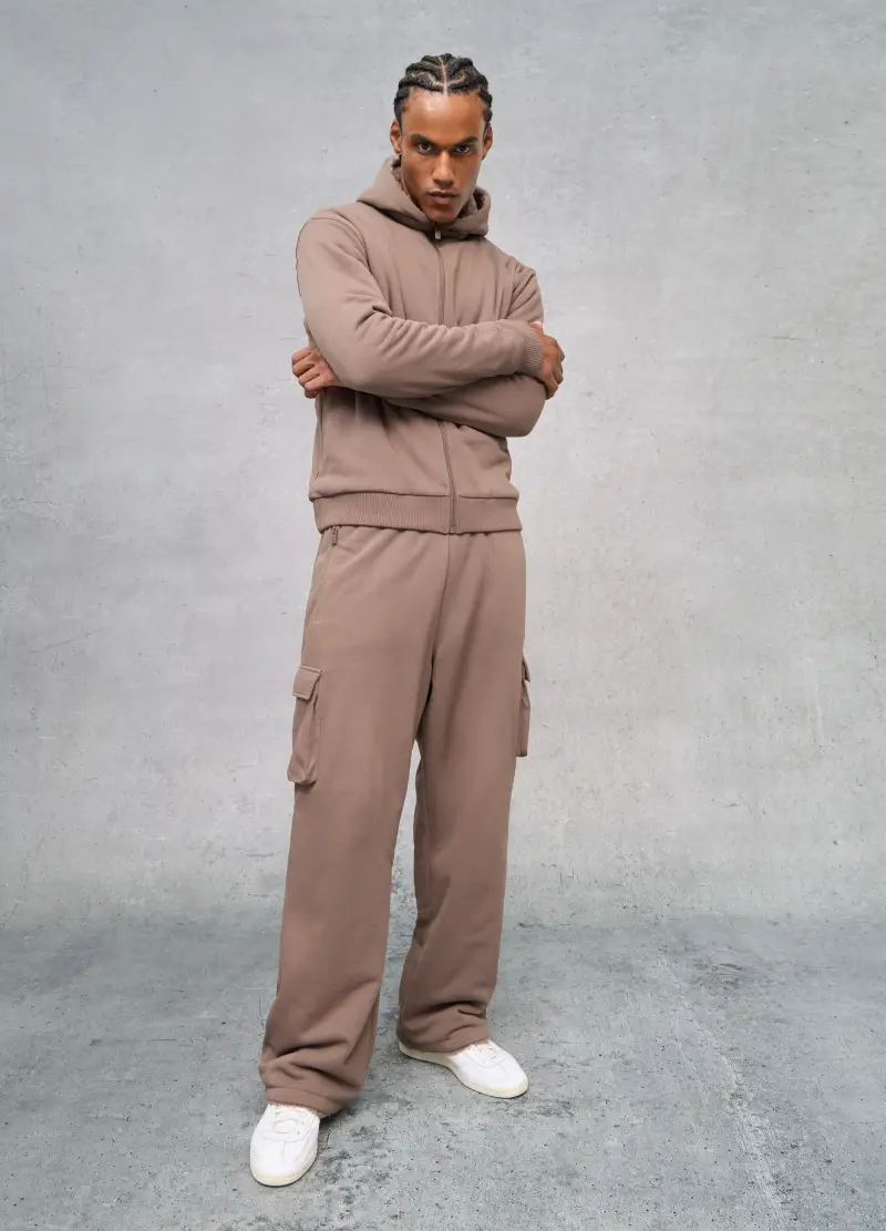Teddy Cargo Sweatpants Mocha, Uomo, Marrone miniatura 2