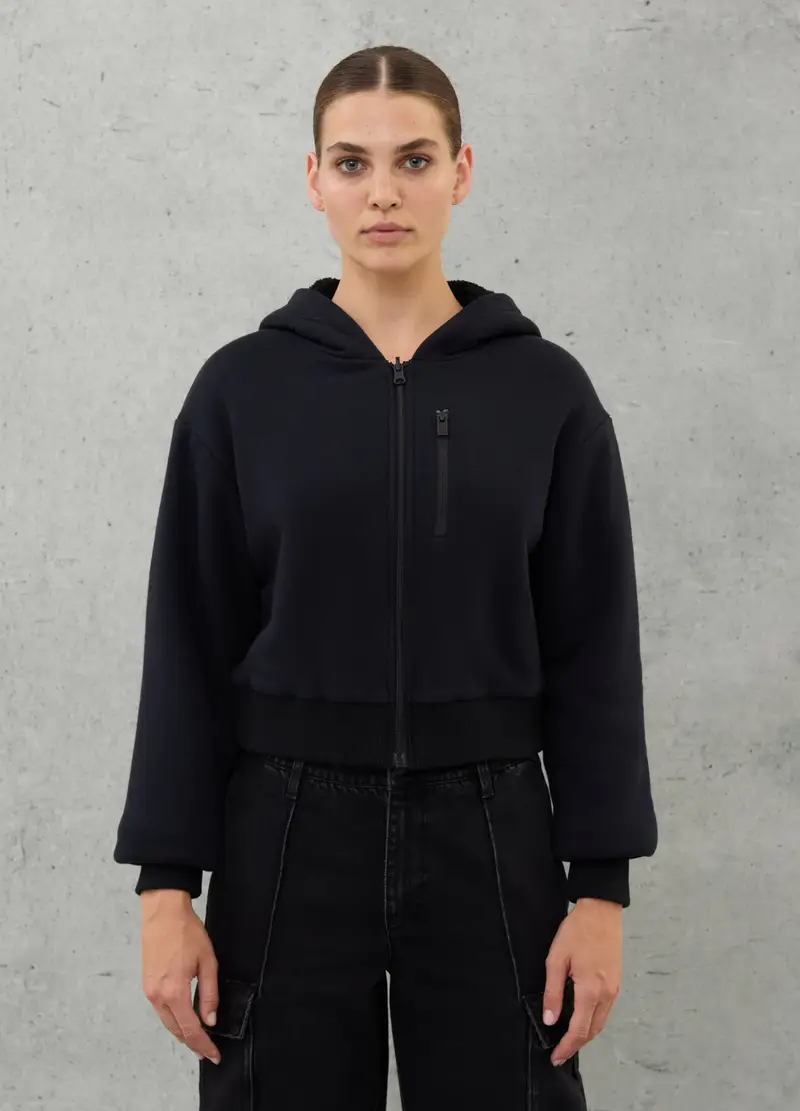 Teddy Zip Hoodie Black, Donna, Nero miniatura 3