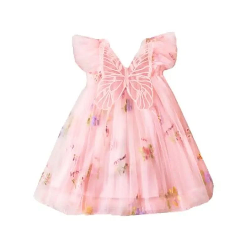 UUAISSO Vestito Tutu Bambina Senza Maniche Vestito Tulle Farfalla Ricamo Festa Compleanno Principessa Vestito Estivo rosa 6-12 mesi