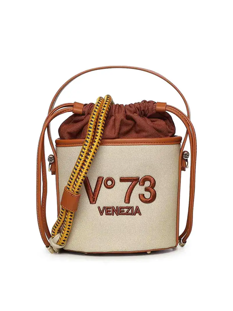 Borsa A Secchiello Con Logo Beige