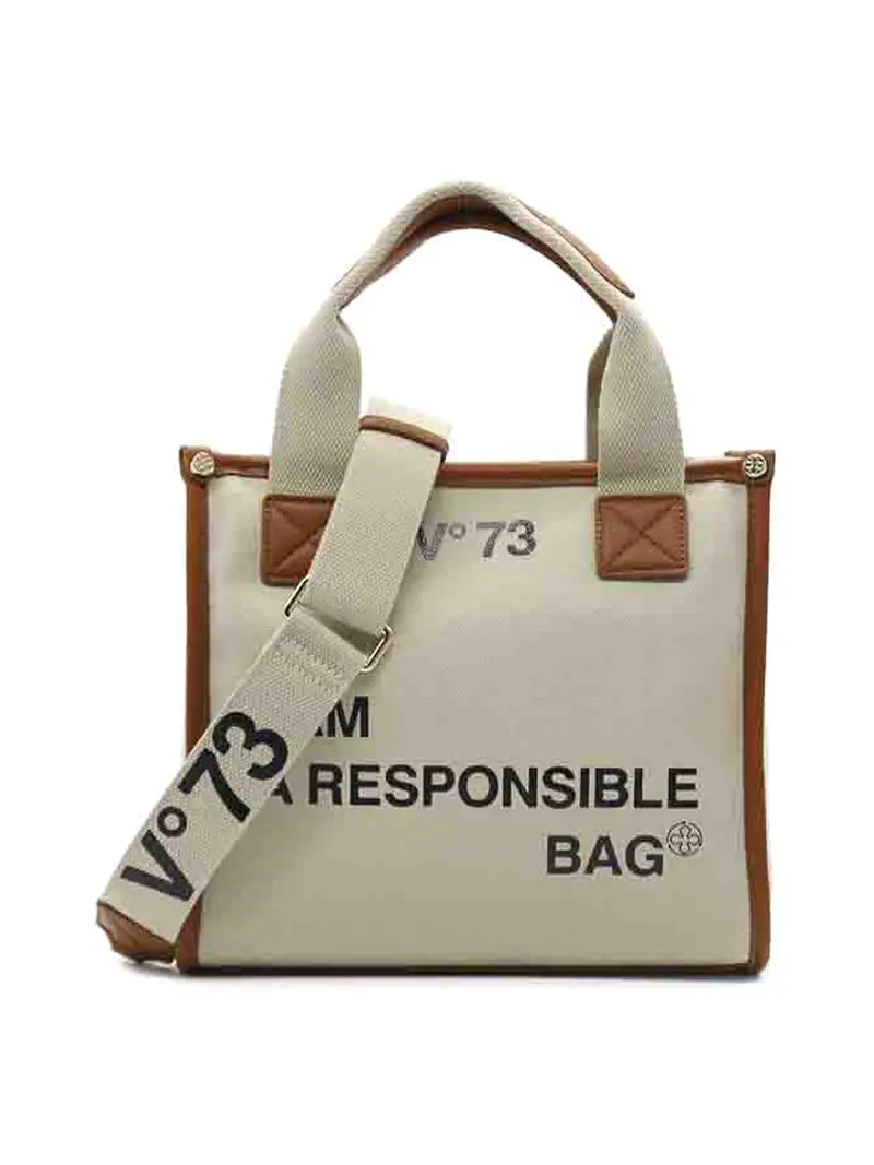 Borsa tote Responsibility in tela Beige