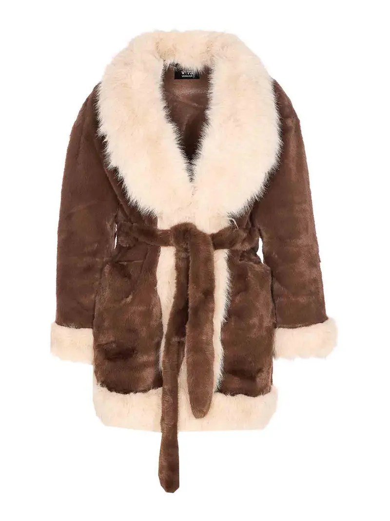 Giacca in pelliccia sintetica Penny marrone