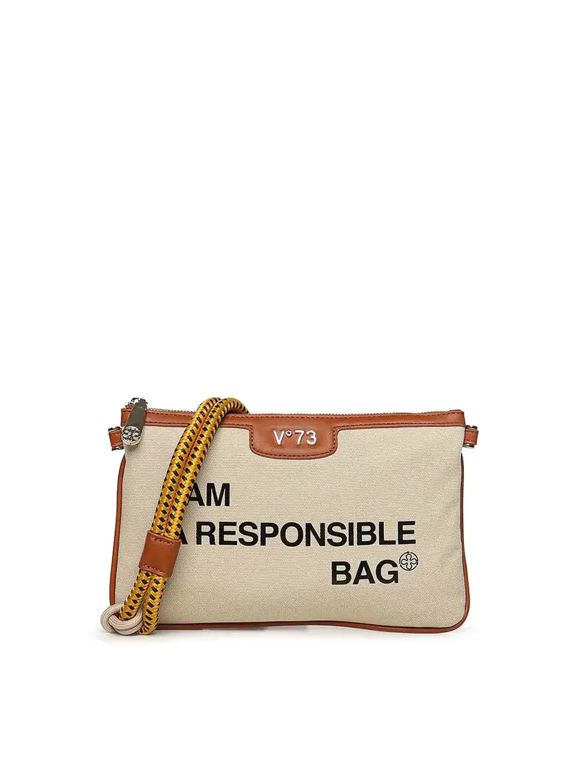 Pochette Responsabile Con Logo Beige