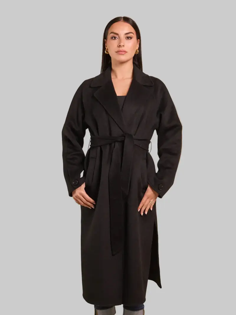 Cappotto lungo monopetto nero