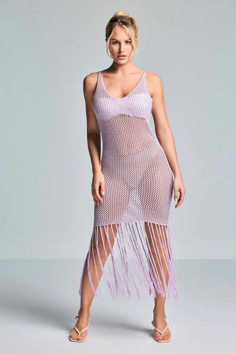 ABITO CON FRANGE ALESSIA | Colore Lilla |