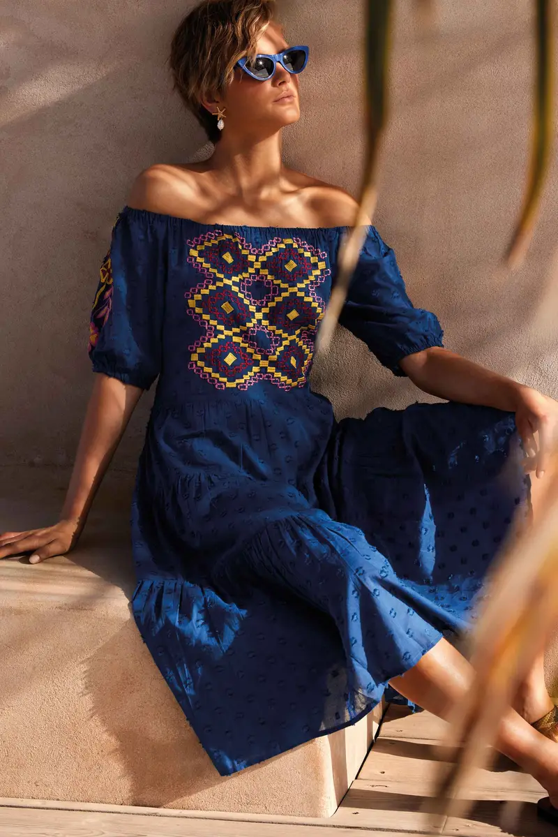 ABITO CON SCOLLO A BARCA PAIGE | Colore Royal Blu |