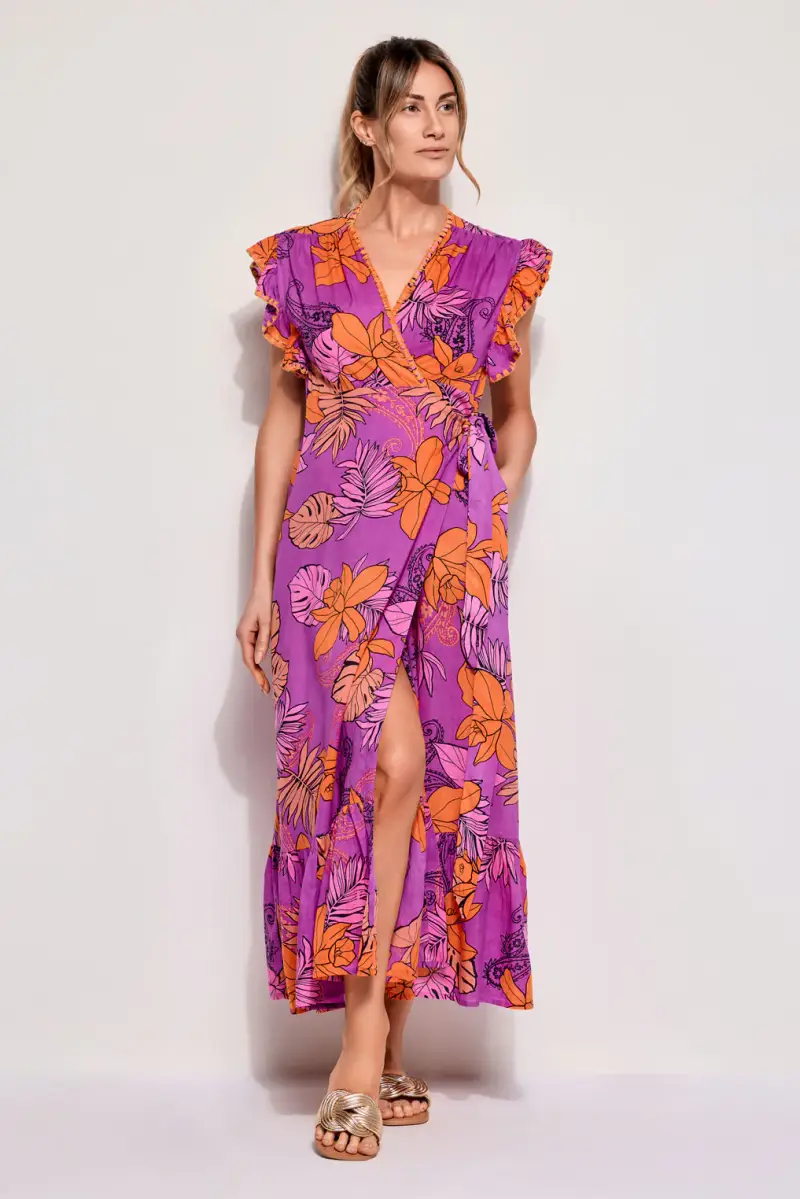 ABITO LUNGO FLOREALE | Colore Arancio |