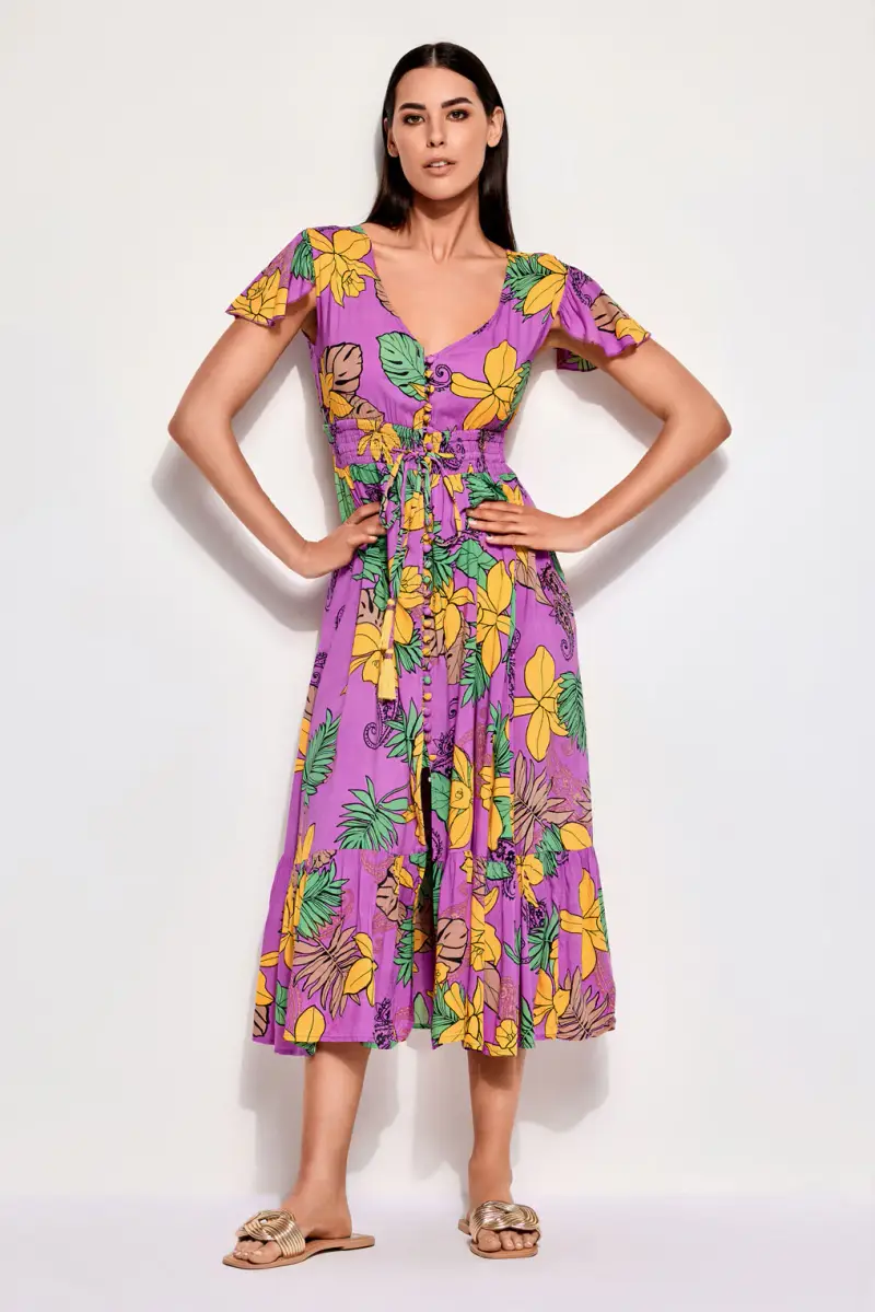 ABITO LUNGO FLOREALE | Colore Giallo |