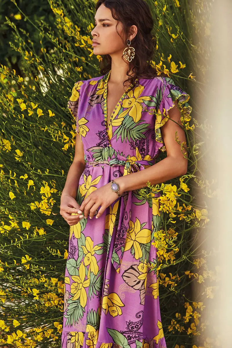 ABITO LUNGO FLOREALE | Colore Giallo |