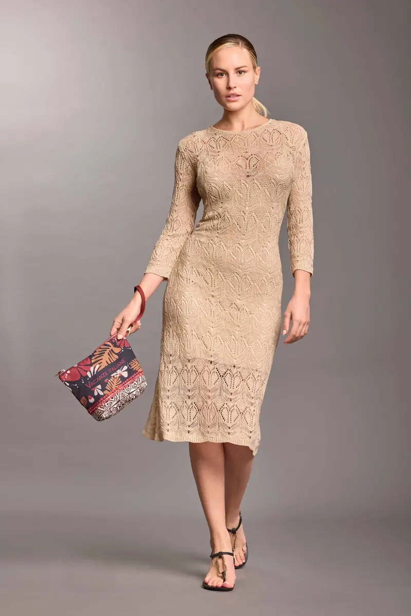 ABITO LUNGO IN PIZZO SOL | Colore Sabbia |