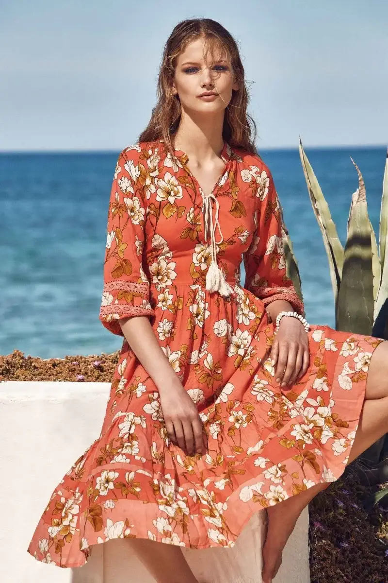 ABITO LUNGO WANDA | Colore Corallo |