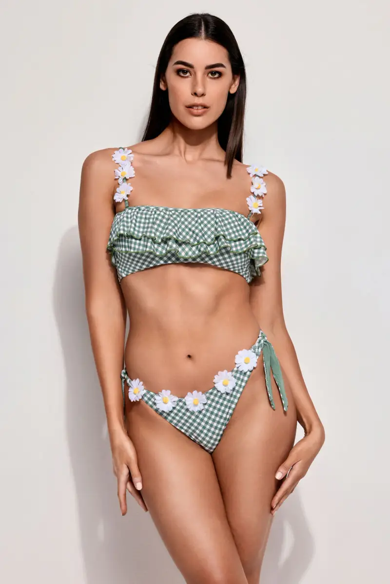 BIKINI A FASCIA CON VOLANT JOY | Colore Verde |
