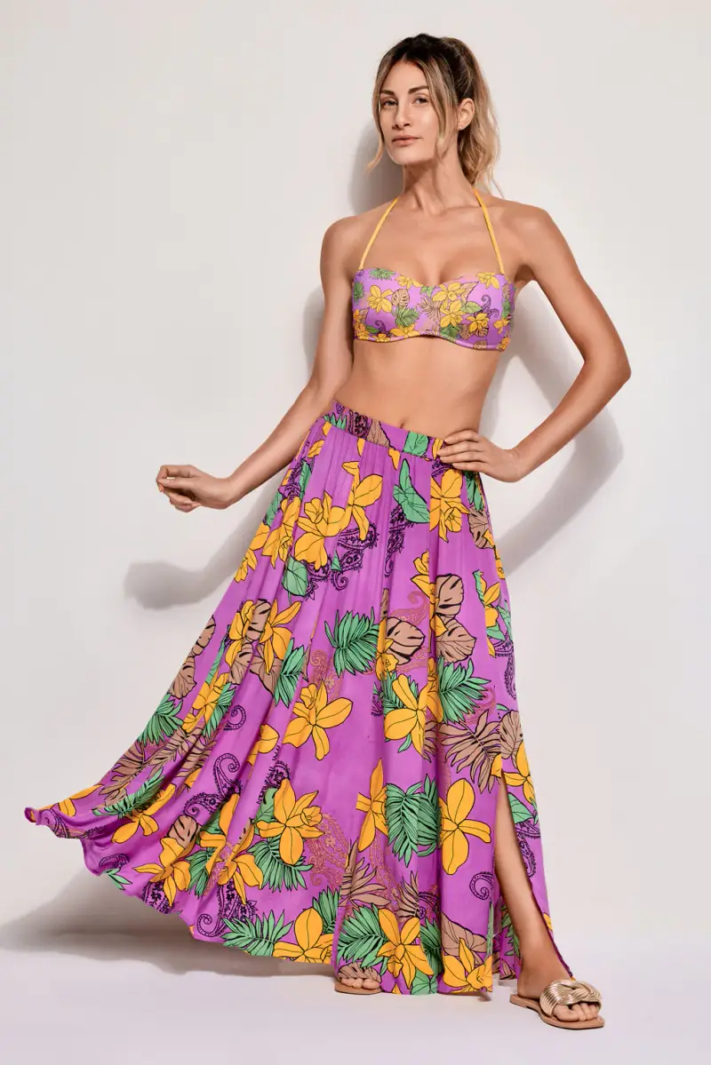 GONNA LUNGA FLOREALE | Colore Giallo |