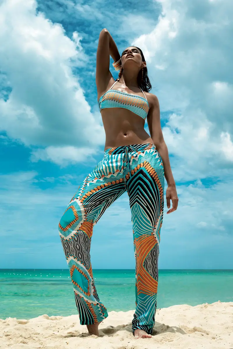 PANTALONI FANTASIA ETNICA | Colore Azzurro |