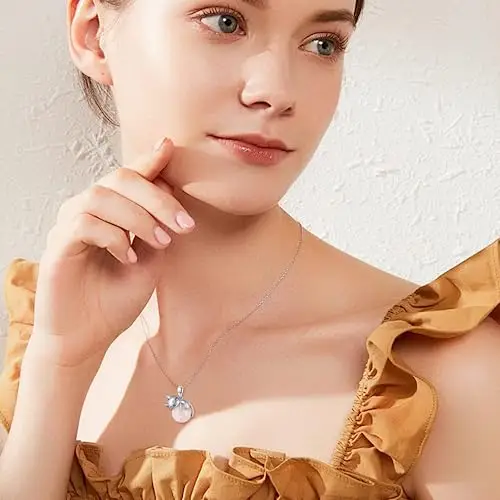 Vadmans Collana di Gatti in Argento Sterling 925 Ciondolo di Quarzo Rosa Gioielli per Donne Regali per Amanti Dei Gatti miniatura 2