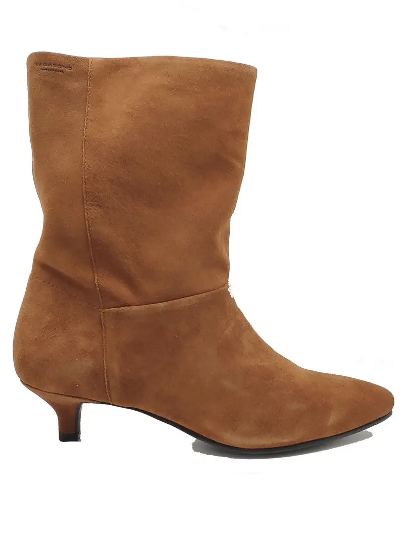 Stivaletti donna a tubo in camoscio cuoio tacco basso Donna 4611 CUOIO
