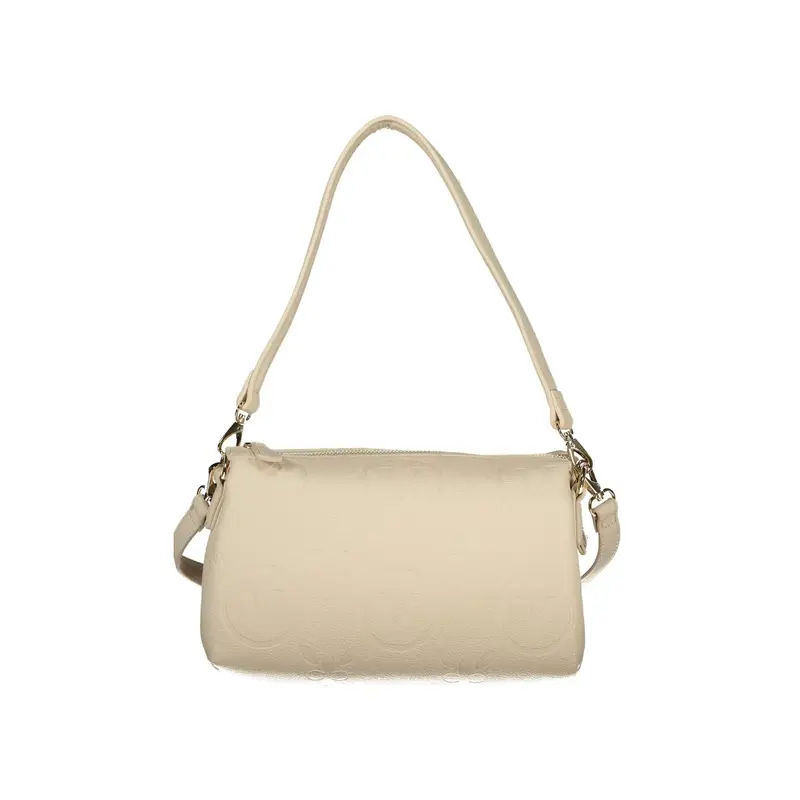 Borsa a Tracolla Donna Beige Chiusura con Zip Logo