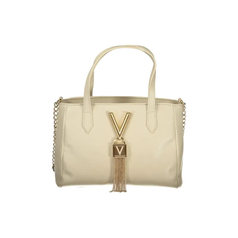 Borsa a Tracolla Donna Beige Chiusura con Zip Logo