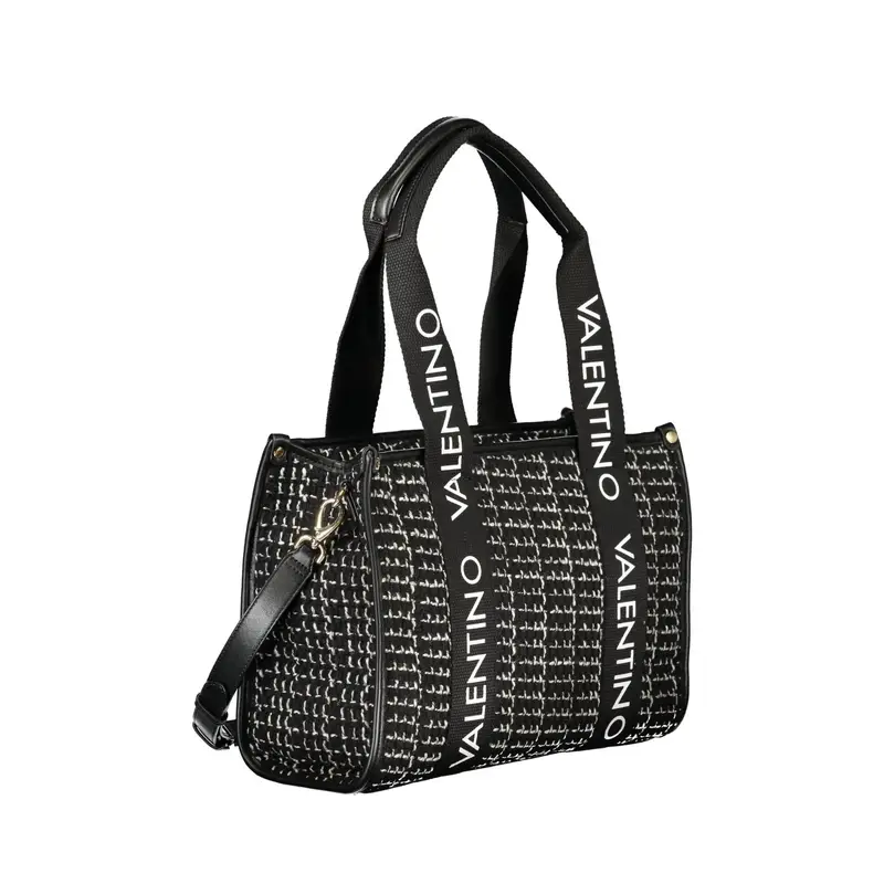 Borsa Donna Nera 2 Manici Tracolla Logo Nero miniatura 3