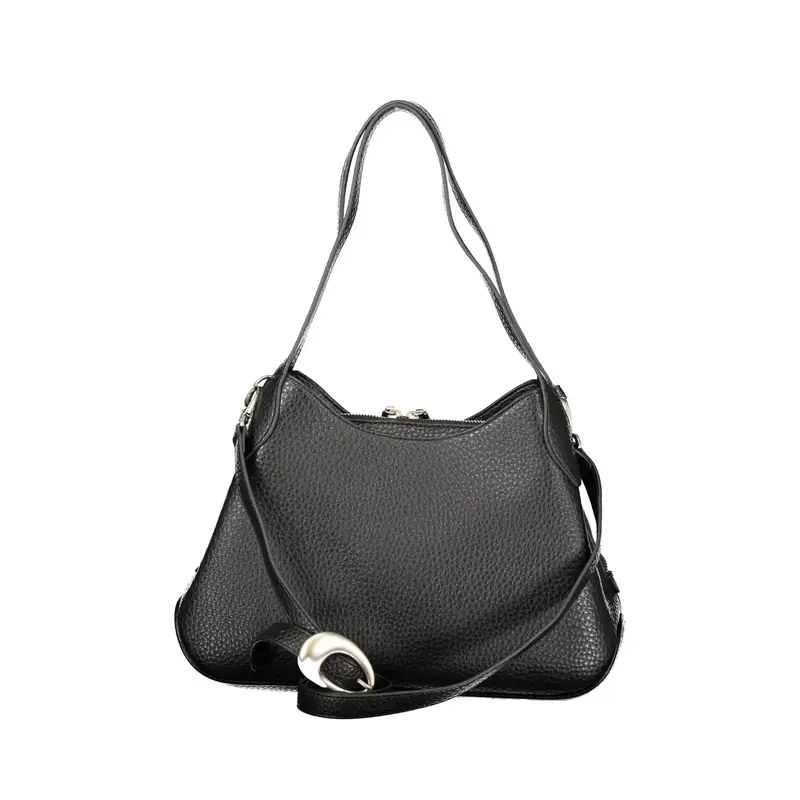 Borsa Donna Nera 2 Manici Tracolla Logo Nero miniatura 2