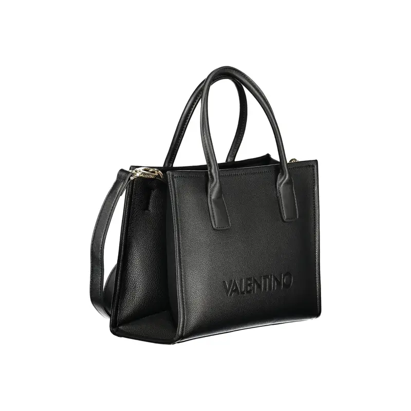Borsa Donna Nera 2 Manici Tracolla Stampa Logo Nero miniatura 3
