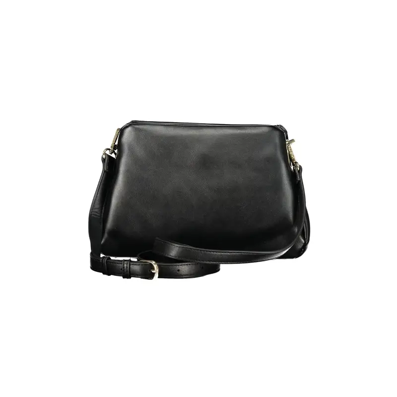 Borsa Donna Nera Tracolla Zip Tasche Logo Nero miniatura 2