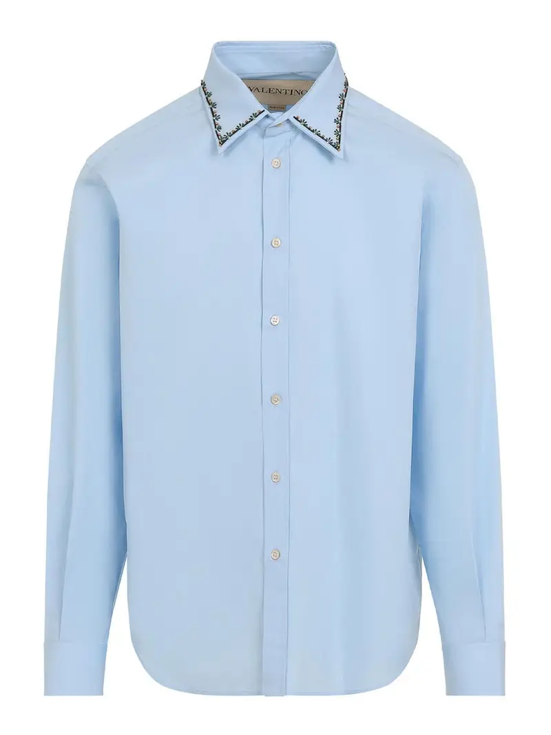 Camicia ricamata Azzurro