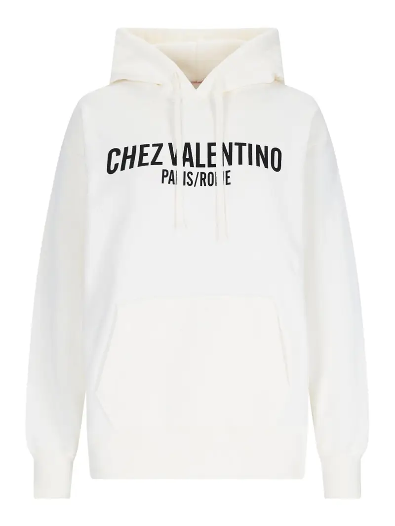 Felpa Cappuccio Logo Bianco