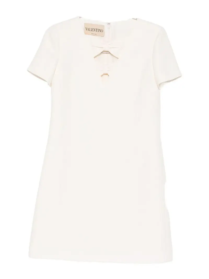 Abito corto in misto lana e seta Bianco