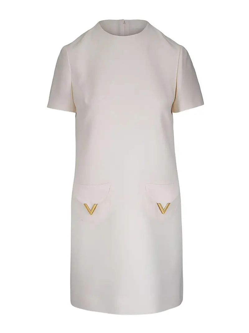 Abito in lana e seta con firma Vlogo Bianco