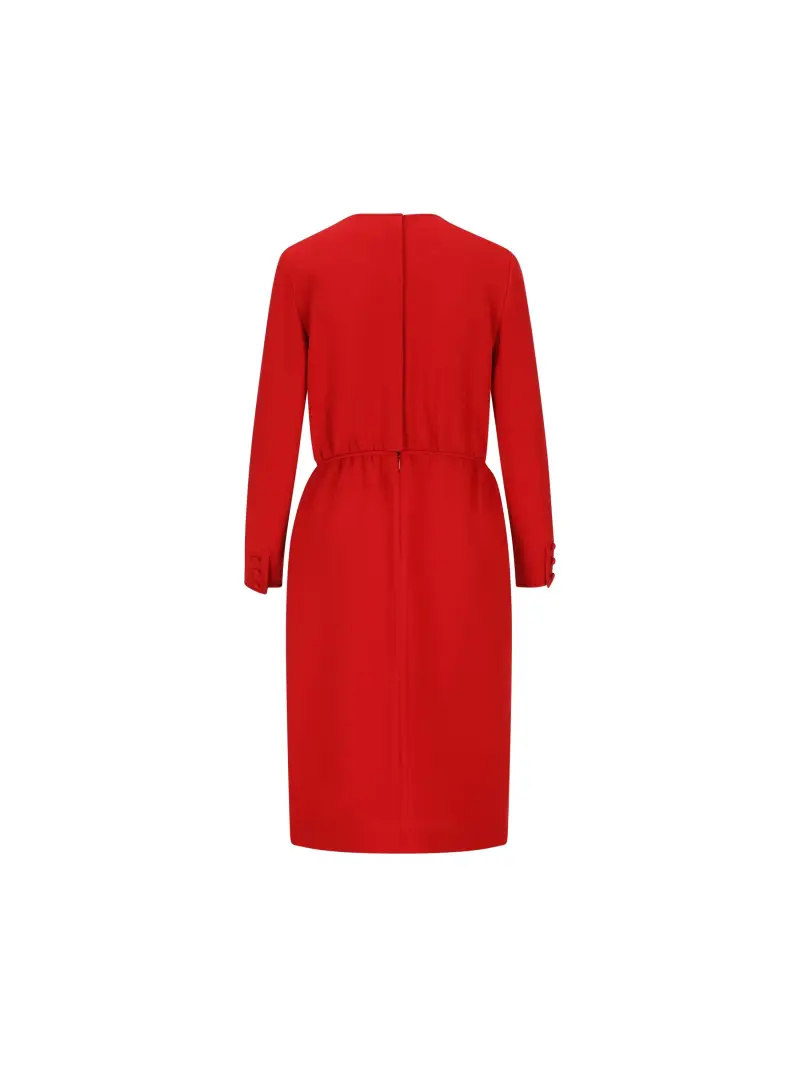 Abito Midi In Cady Couture Ricamato ROSSO miniatura 2