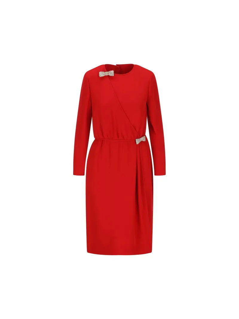 Abito Midi In Cady Couture Ricamato ROSSO