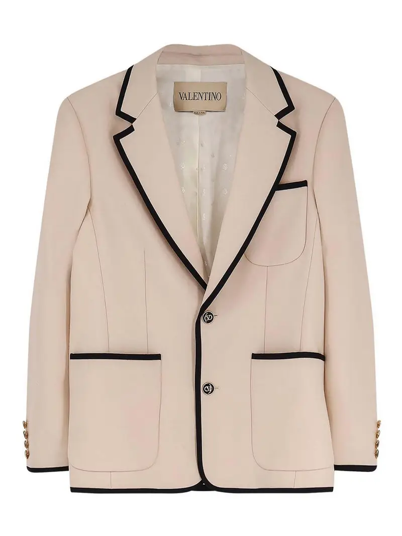 Blazer Monopetto In Lana Vergine Crema