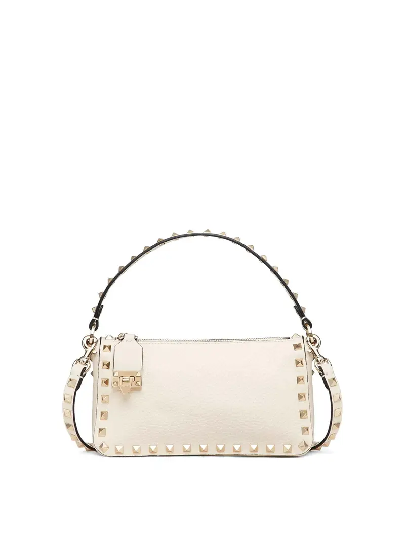 Borsa a tracolla Rockstud piccola in pelle Bianco