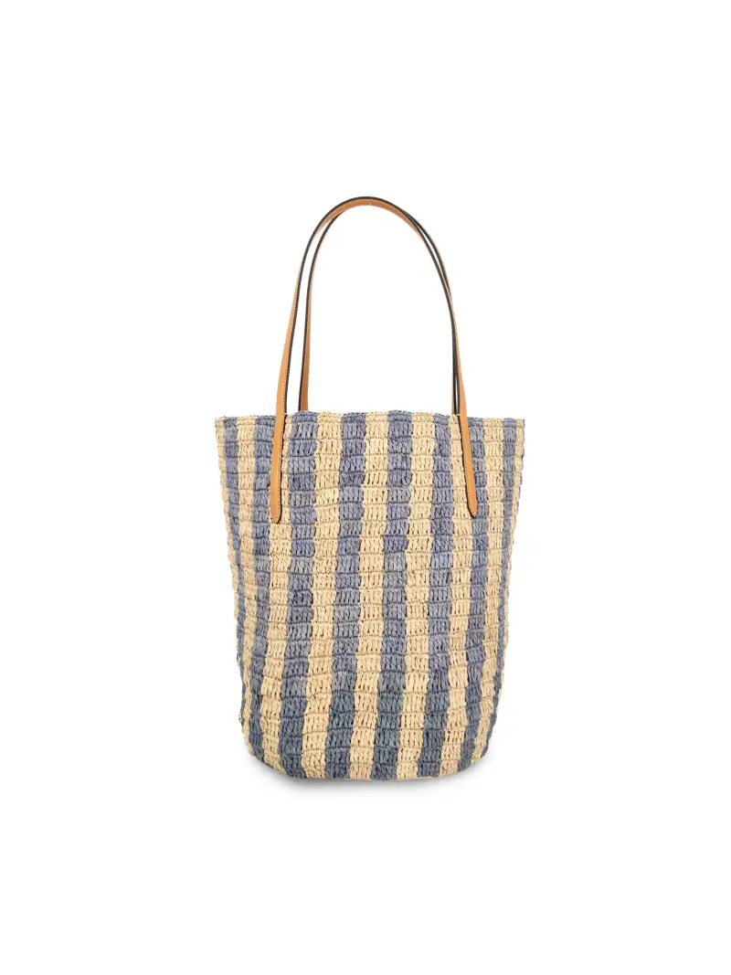 Borsa Shopping In Rafia AZZURRO miniatura 2