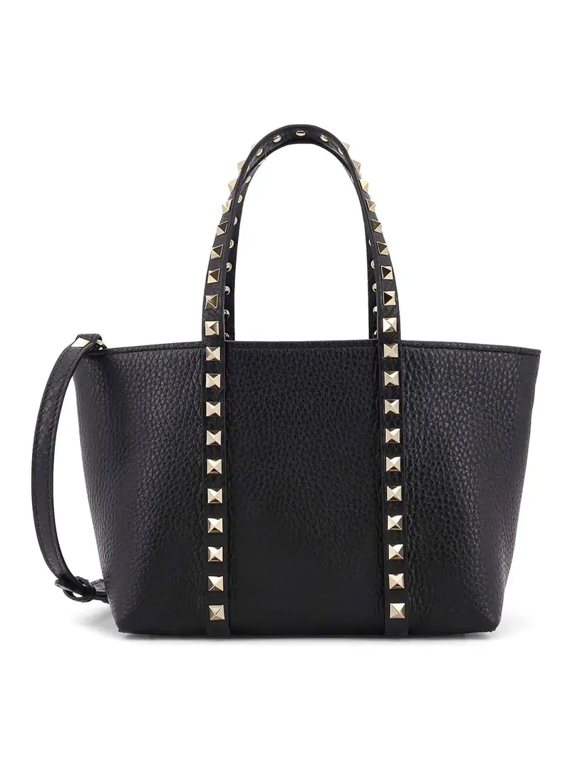 Borsa Shopping Rockstud In Pelle Nero