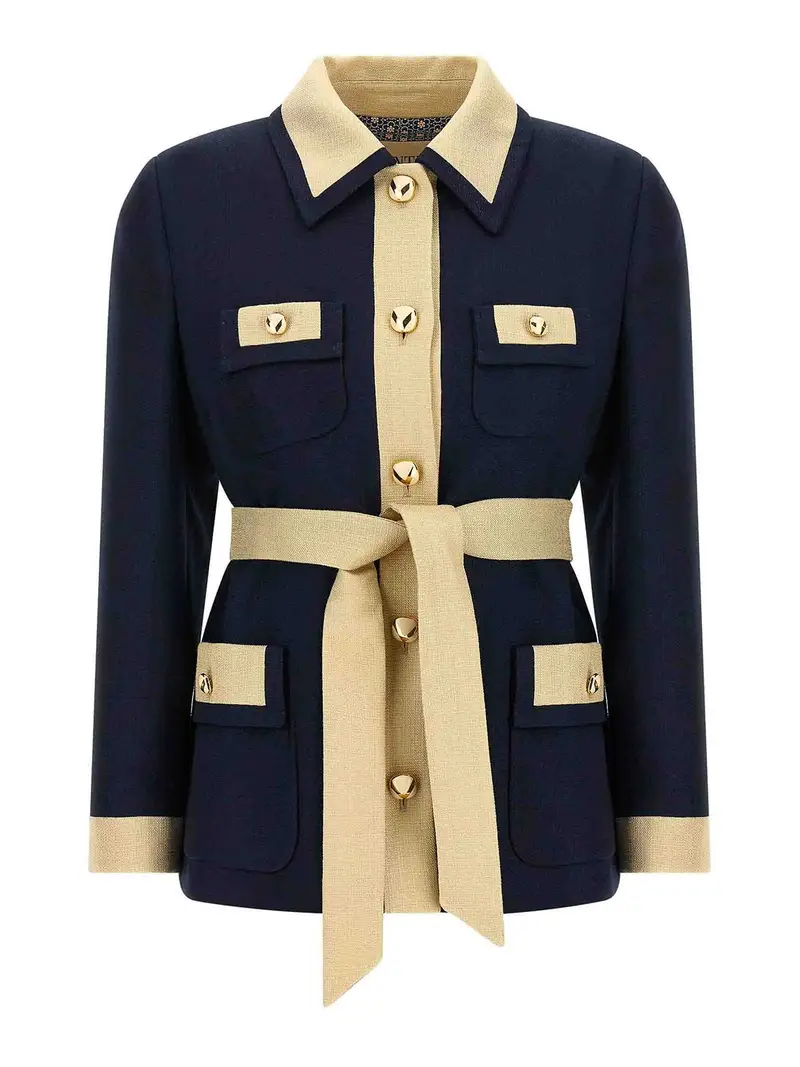 Caban con cintura Blu