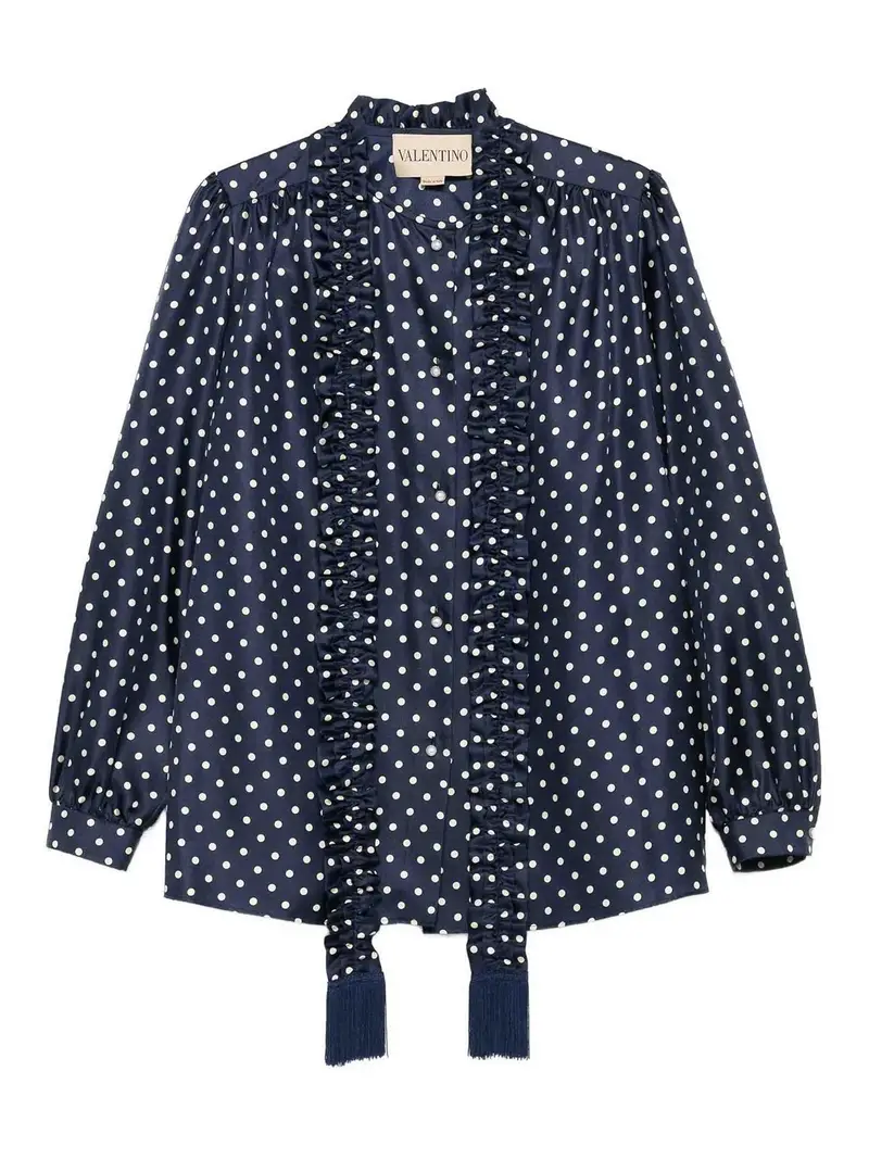 Camicia arruffata a pois Blu scuro