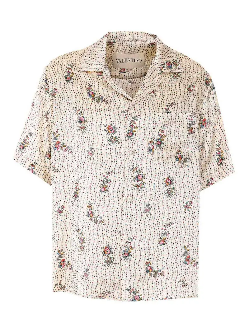Camicia da bowling con stampa floreale Papier Bianco