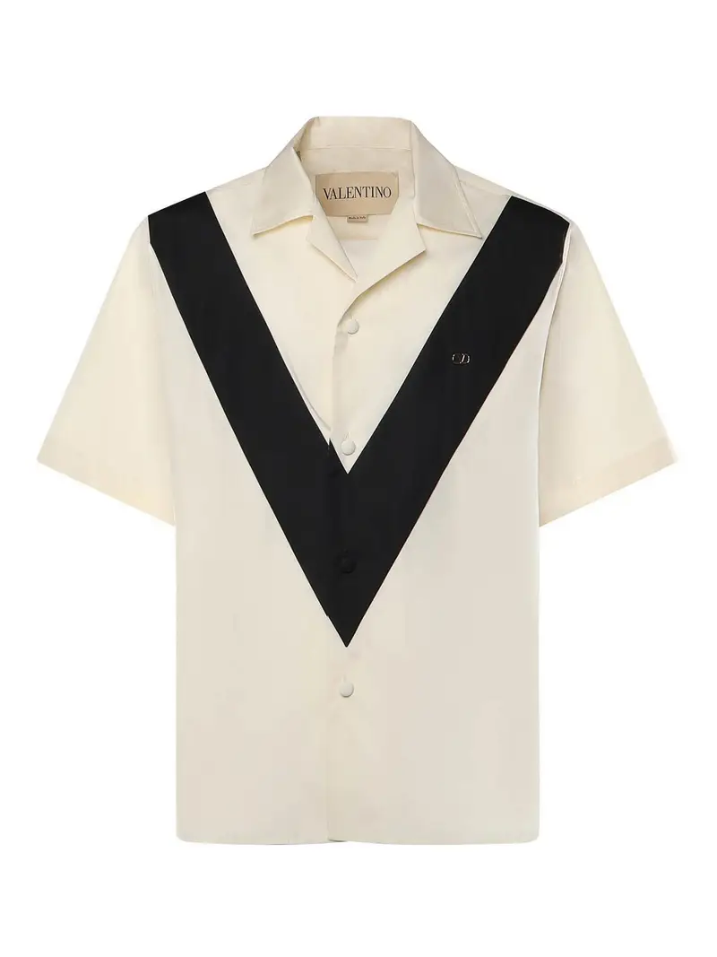 Camicia da bowling in popeline di cotone Bianco