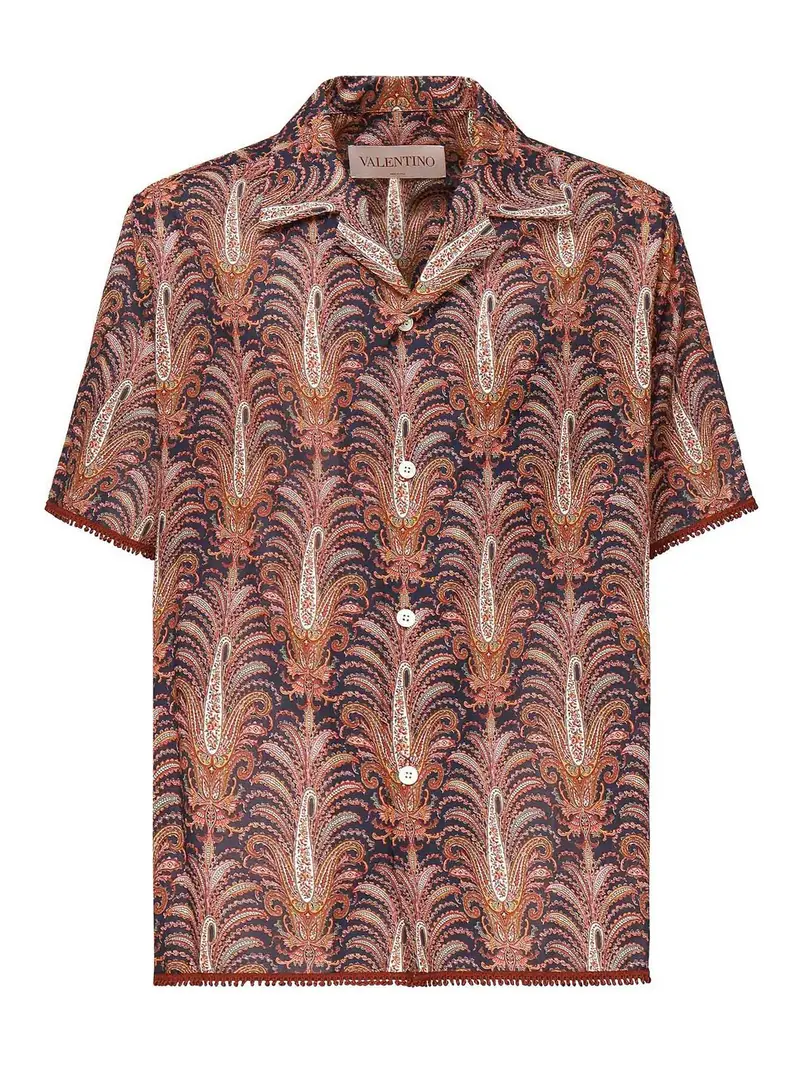 Camicia di cotone con stampa grafica Rosso