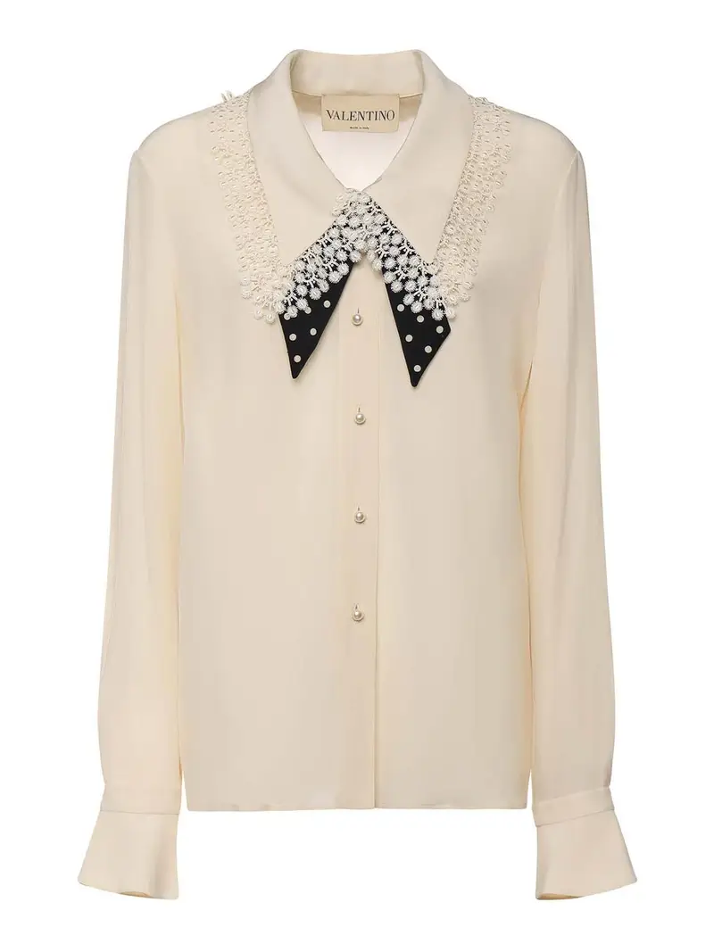 Camicia in crÃªpe De Chine Bianco