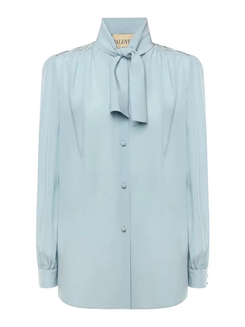 Camicia in crÃªpe De Chine Blu