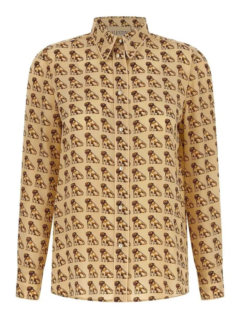 Camicia stampata Beige