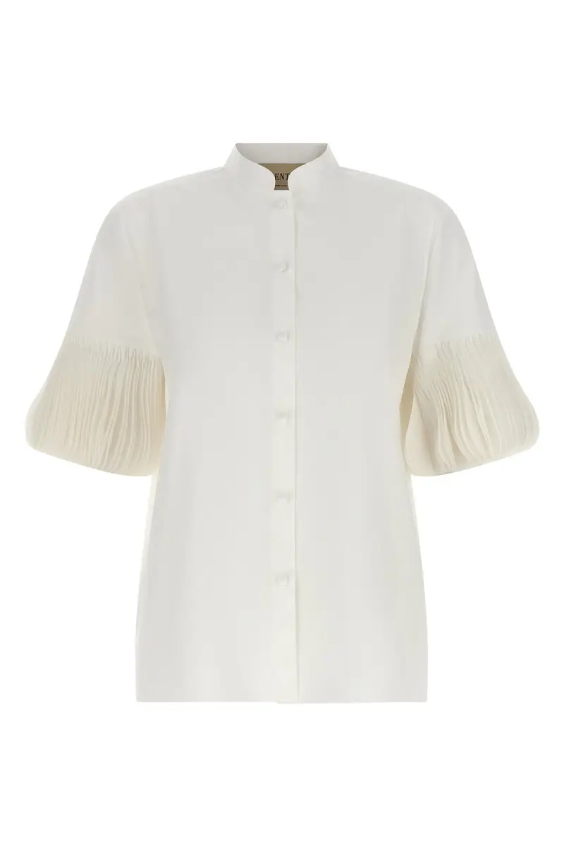 Camicia Valentino Garavani In Popeline Ricamata Bianco