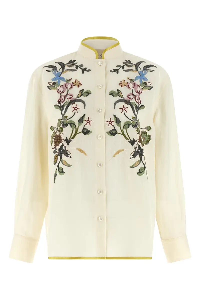 Camicia Valentino Garavani Ricamo Floreale Beige