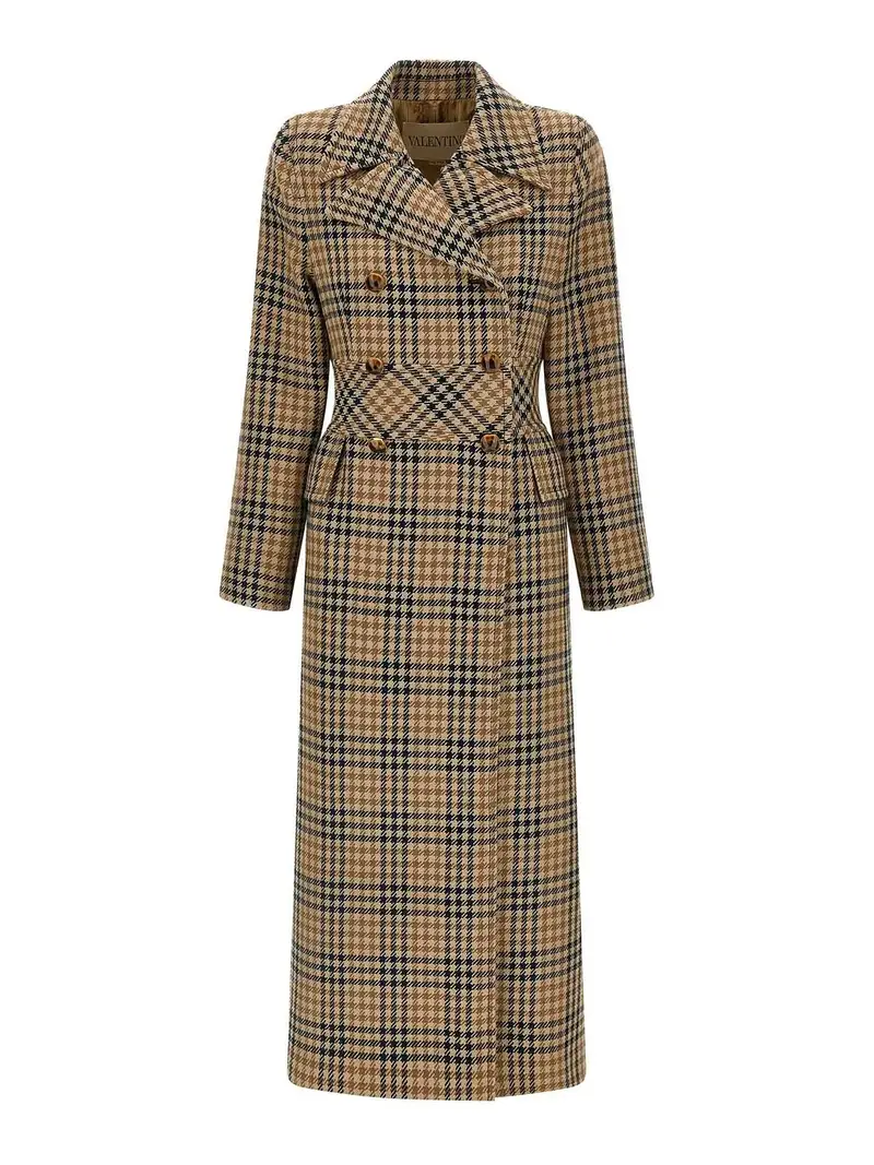 Cappotto in lana pied de poule Marrone