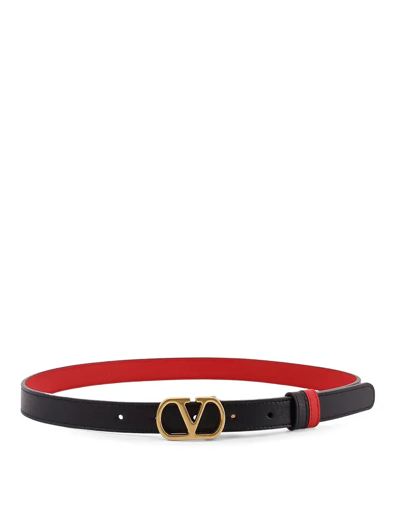 Cintura In Pelle Con Vlogo Signature Nero